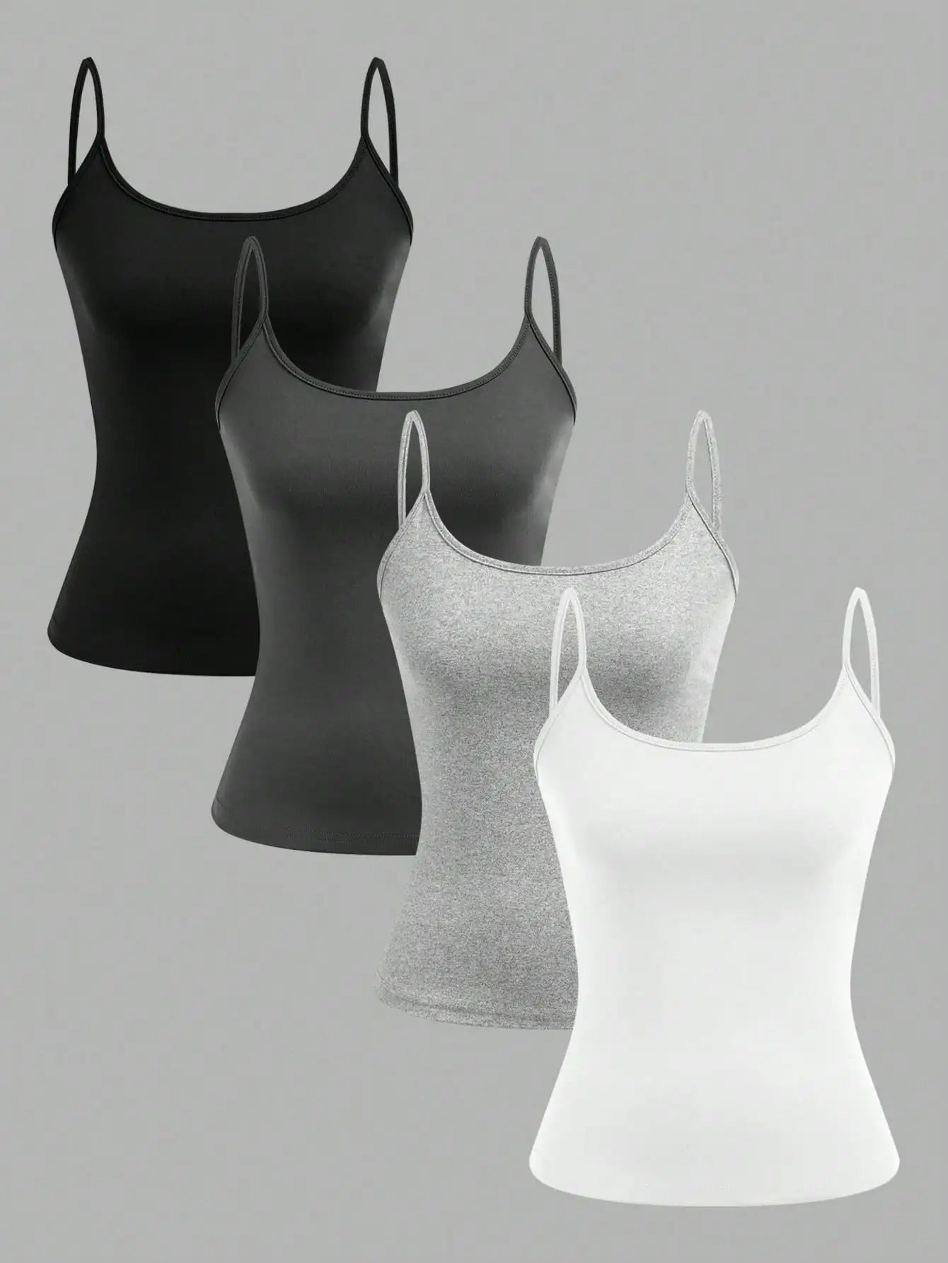 4 pcs Women Solid Color  Camisoles Vest Women Tank Tops Female Summer Sexy Strap Basic Tops Sleeveless Camisole T-shirt